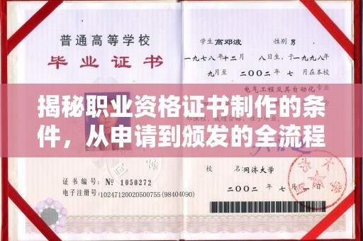 金城江揭秘职业资格证书制作的条件，从申请到颁发的全流程解析